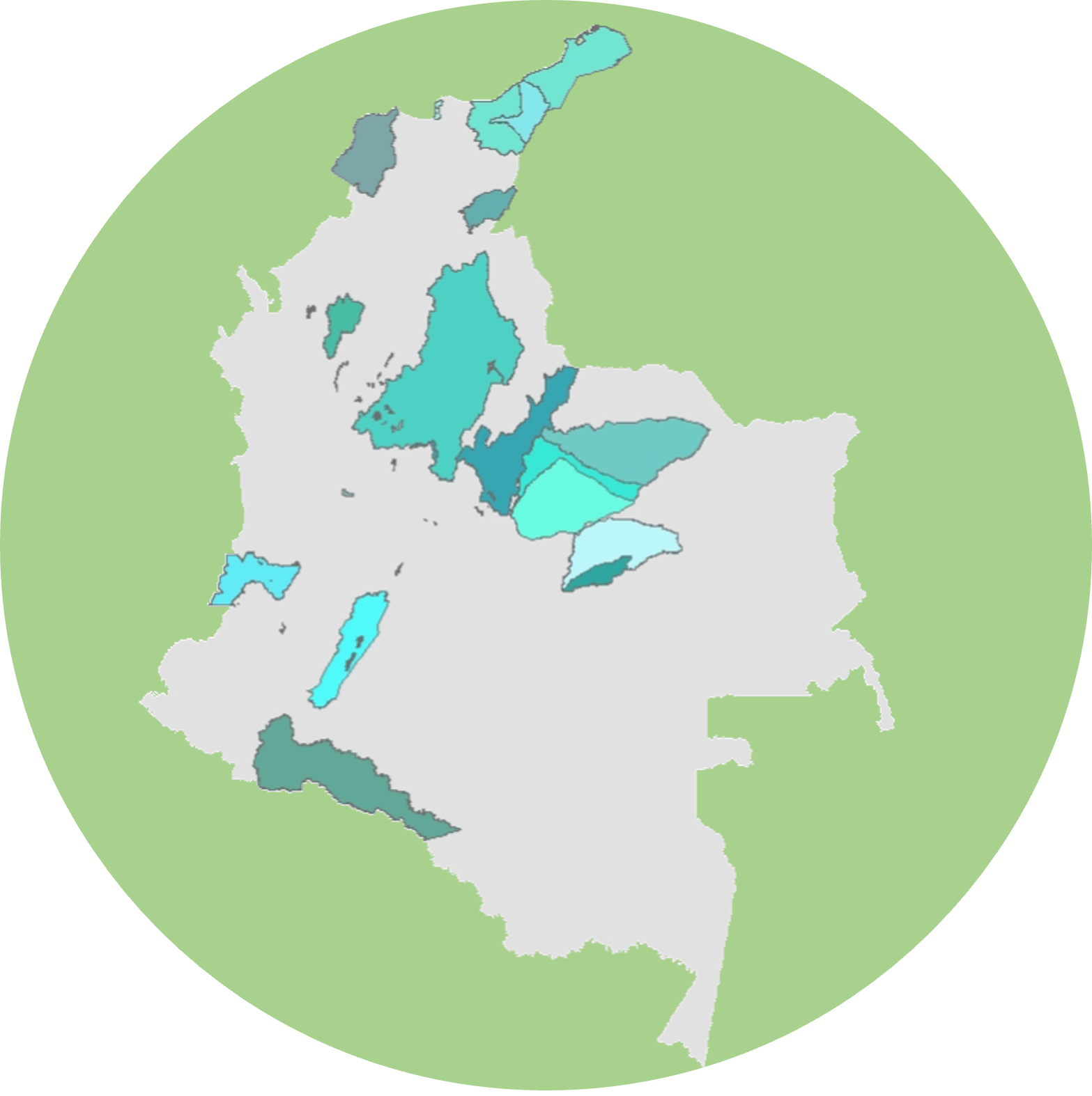 Estrategias de monitoreo regional Mapa de colombia señalando regiones de Monitoreo regional